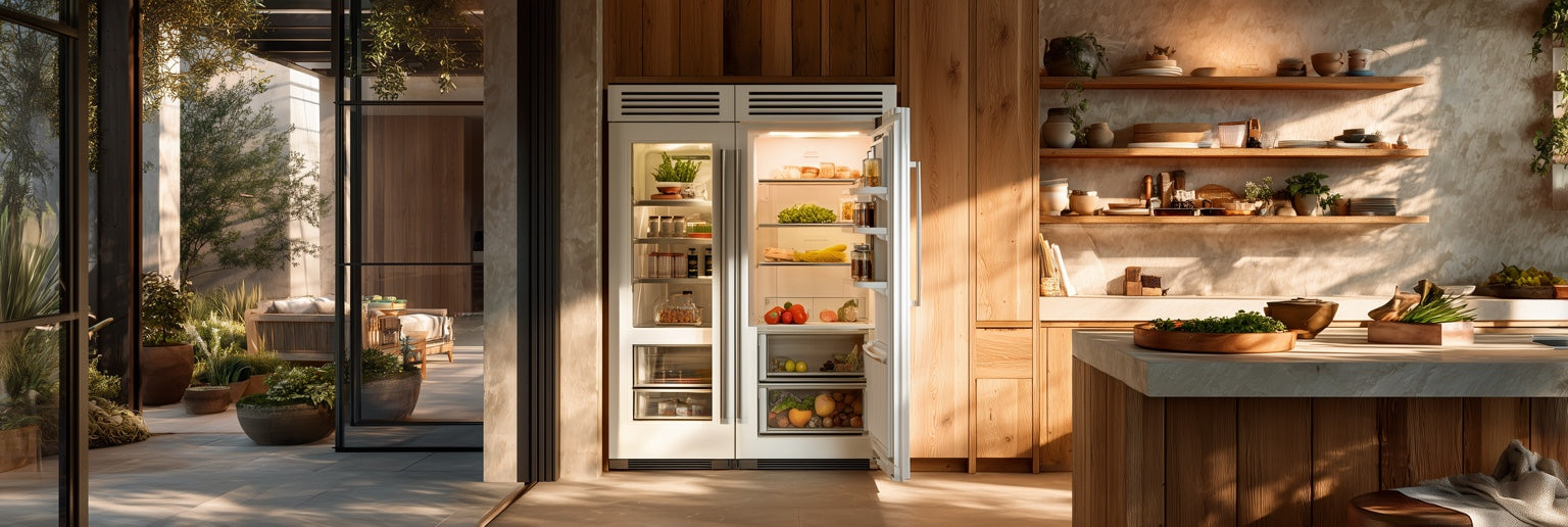 luxury built in refrigeration panel ready refrigerator indoor outdoor kitchen architectural cooling premium home upgrades