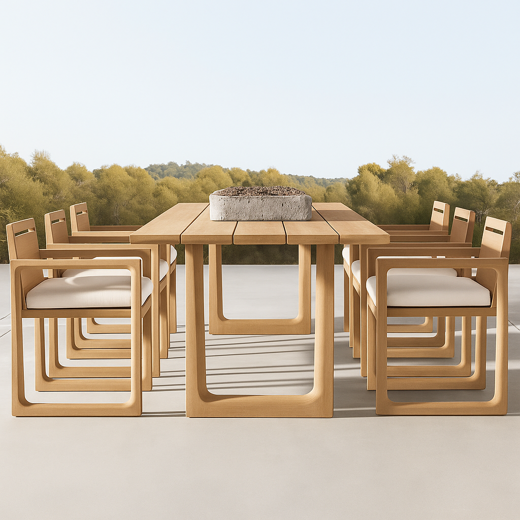 Solenne Atelier Aeris 9-Piece Teak Outdoor Dining Set
