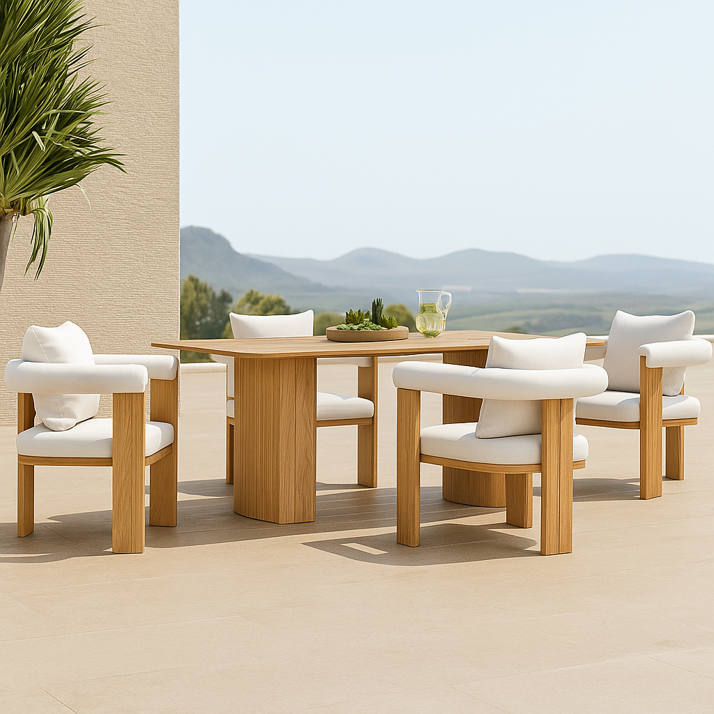 LumaVerde Solaris 9-Piece Teak Cushion Dining Set