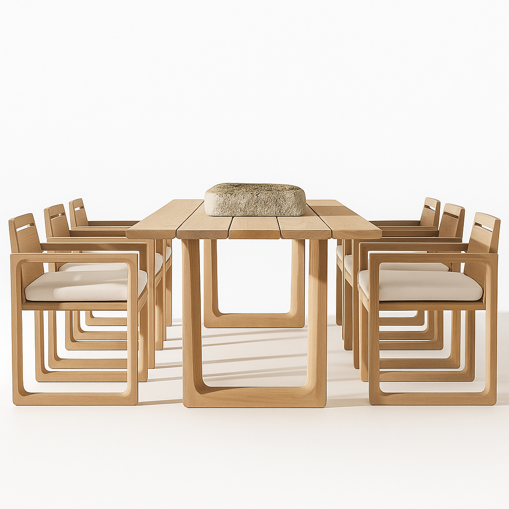 Solenne Atelier Aeris 9-Piece Teak Outdoor Dining Set