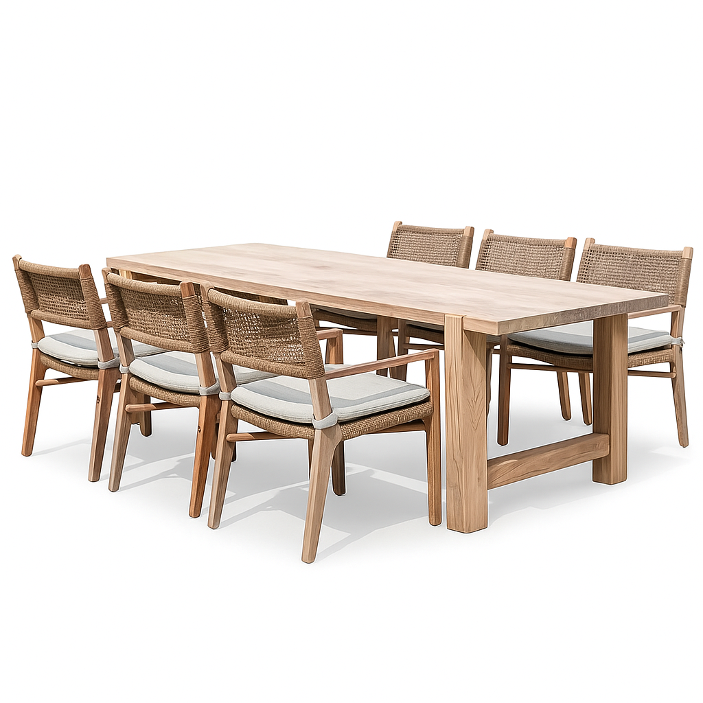 Kestrel & Loom Ridgeway 9-Piece Teak & Woven Rope Dining Set