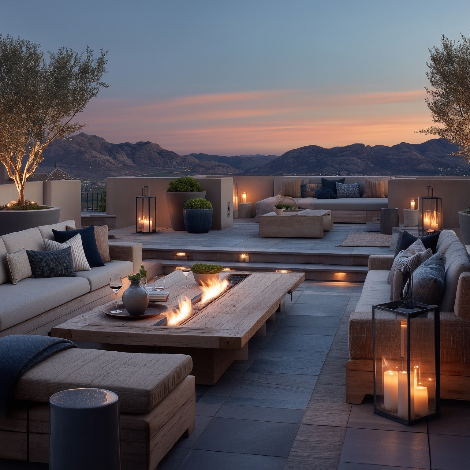 luxury outdoor living furniture with modular patio sofas premium outdoor lighting and patio heaters for upscale backyard entertaining and evening gatherings
